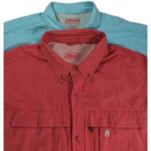 LOT OF 2 Coleman Men's Outdoor Shirt XXL Short Sleeve Mesh Lined Stretch Vented
